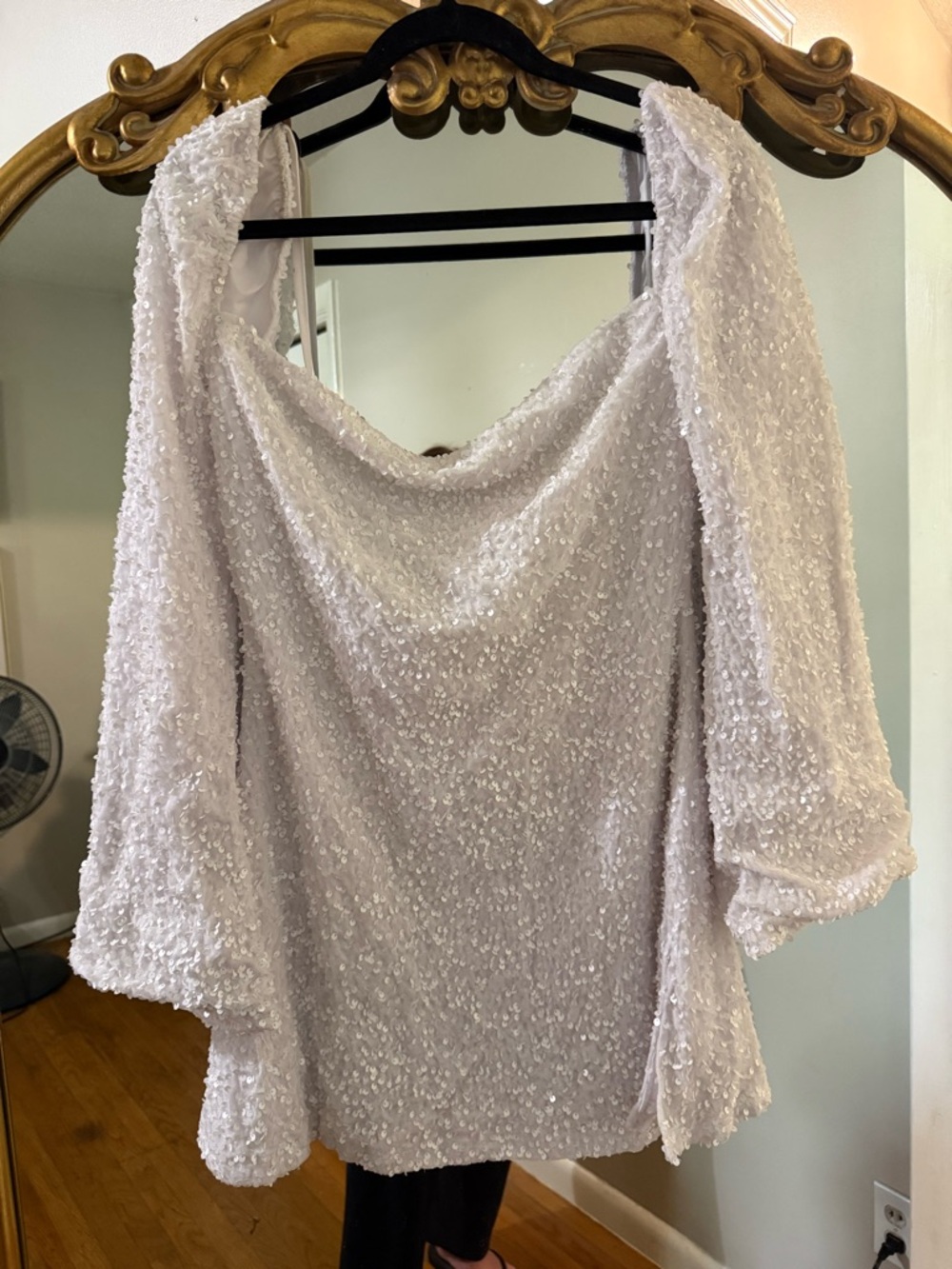 Beginning Boutique White Beaded Long-Sleeve Dress